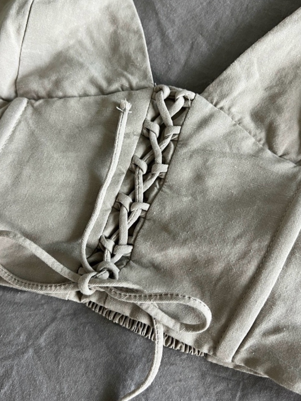Zara Taupe Lace-Up Cropped Bustier Camisole - Picture 9 of 11